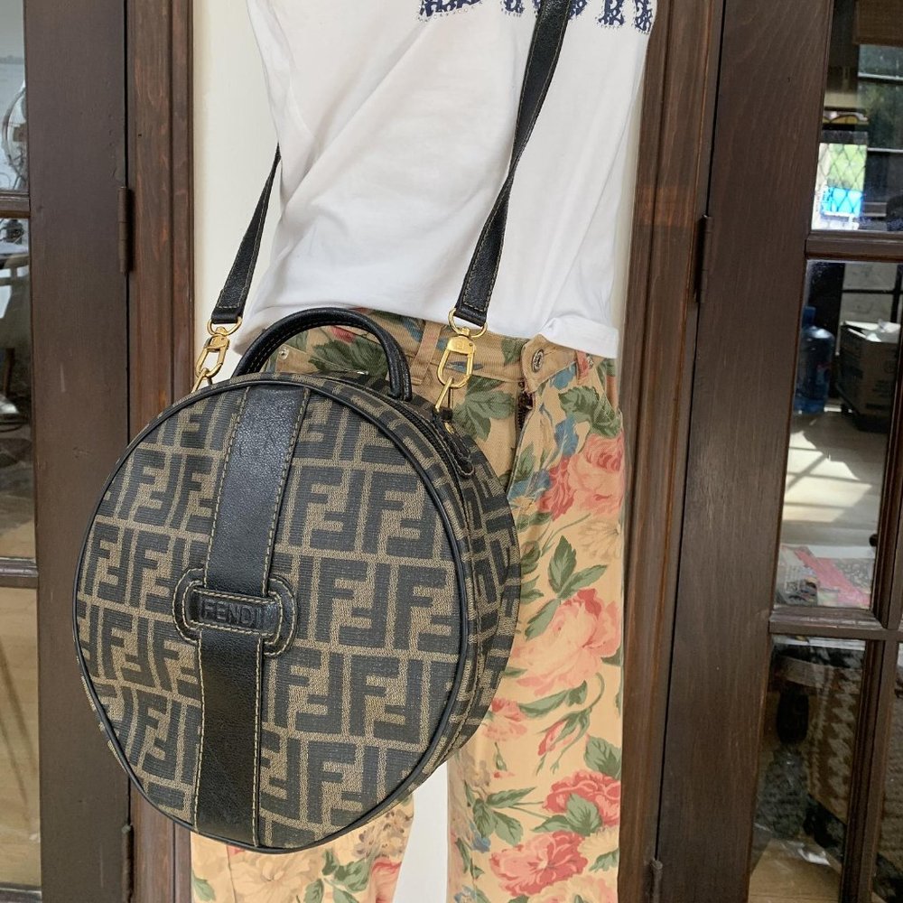 RARE FENDI Logo Round Monogram Crossbody Bag